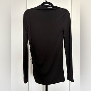 Modern Citizen Black Side Ruched Asymmetric Neckline Long Sleeve Top L